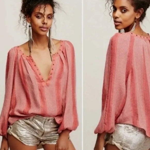 Free People Against All Odds Blouse Striped Size small - Picture 2 of 6